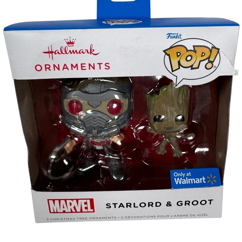 NIB Hallmark Funko Pop‎ Marvel StarLord & Groot Christmas Tree Ornaments Walmart